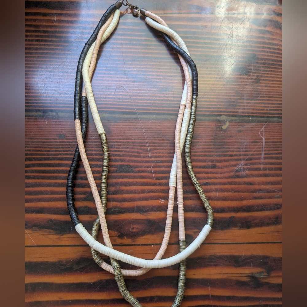 LOFT Multistrand Heishi Disc Bead Necklace – Neutral Boho Style